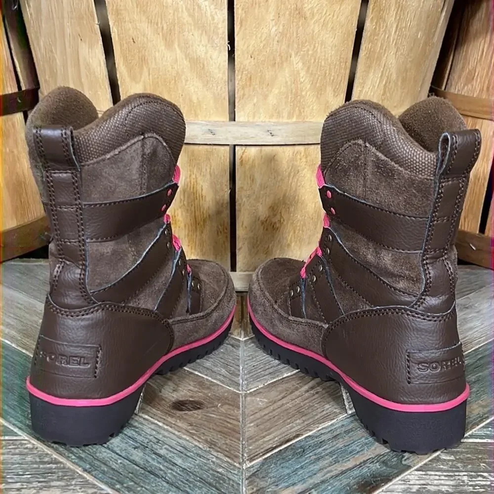Sorel Meadow Lace Brown Suede Waterproof Insulated Snow Boots Girls Size 3